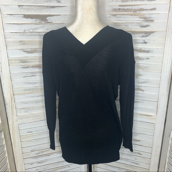 The LIMITED Ribbed V-Neck Sweater Top Black NWT S - Picture 6 of 11
